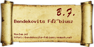 Bendekovits Fábiusz névjegykártya